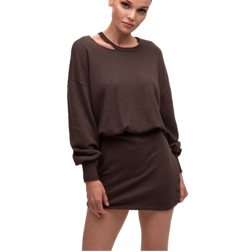NWT n:Philanthropy Alexandria Long Sleeve Cut Out Brown Mini Dress LARGE